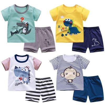 China Factory Price Summer Kids Clothes Set 100% Cotton Short Sleeve 2pcs Anti-Shrink Baby Clothes Set Wholesale for sale