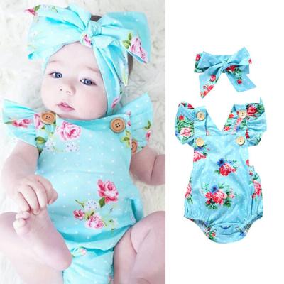 China Breathble Boutique Wholesale Summer Infant Comfy Onesie Backless Cute Baby Clothes Newborn Floral Short Sleeve Romper for sale