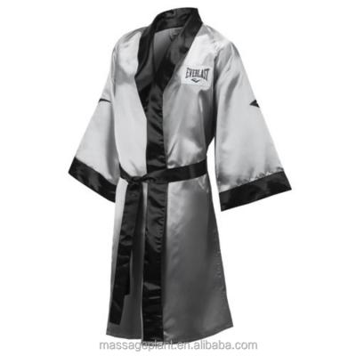 China Custom Breathable Silk Black Long Boxing Robe With Hood for sale