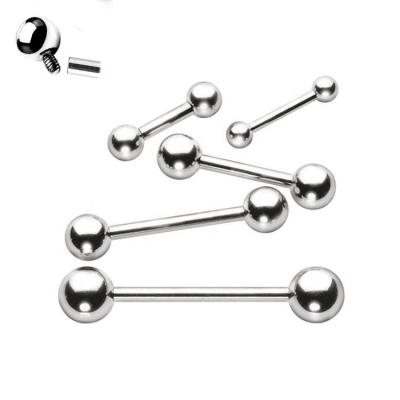 China Low Price Punk F136 14g 1.6mm Titanium Internally Threaded Tongue Nipple Barbell Ring Body Piercing Jewelry for sale