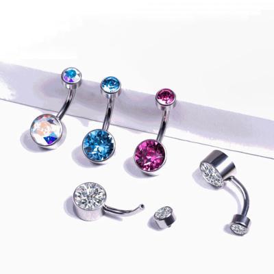 China FASHIONABLE Grade 14G Internal Wire Implant ASTM F136 Zircon Bezel Navel Ring Titanium Jewelry Piercing Navel Ring for sale