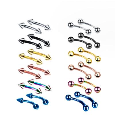 China FASHIONABLE ASTM F136 Titanium 16G Banana Piercing Ring Labret Lip Piercing Snake Eyes Earring Eyebrow Tongue Rings for sale