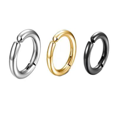 China TRENDY Hip Hop Ear Holes Stainless Steel Circle Earrings Non Loop Men Women Simple Personality Punk Around Wire Ear Clip for sale