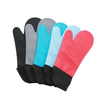 China Modern Non-slip Durable Silicone Flexible Kitchen Cooking BBQ Gloves Heat Insulation Heat Resistant Oven Mitts for sale