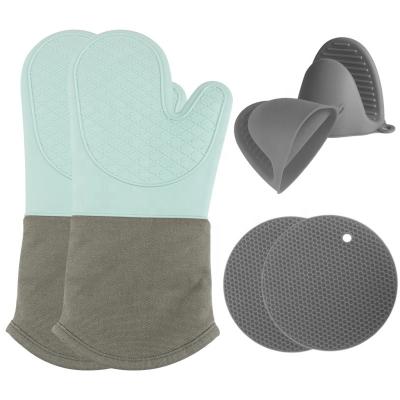 China 6Pcs Flexible Silicone Heat Resistant Non-slip Modern Multifunctional Mats Trivet Oven Mitt Set for sale