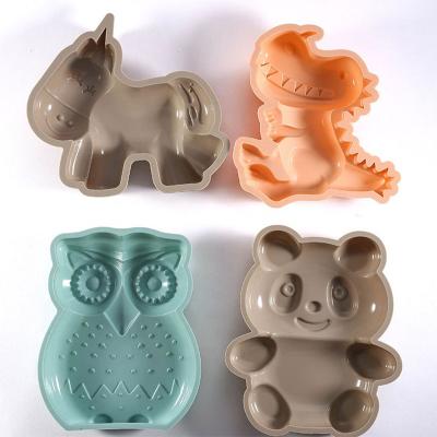 China Kids Cake Making DIY Baking Decorating Tools Bakeware Waffle Mold Cartoon Animal Silicone Cake Mold for sale