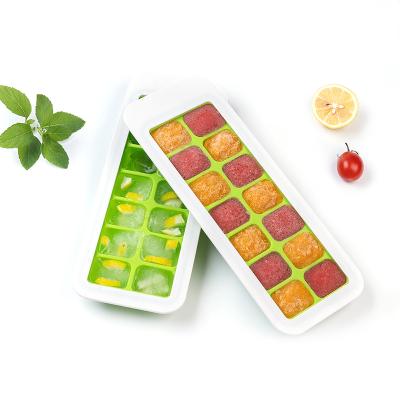 China Viable Custom Silicone Tray Squar Ice Cube Mold Kitchen Gadgets 14 Hole For Party Whiskey Drink for sale