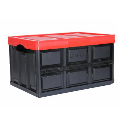 China Sustainable Foldable Plastic Material Bins Portable Plastic Folding Trunk Storage Box Trash Can for sale