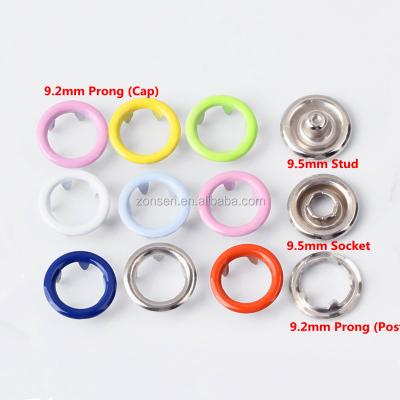 China Durable Copper Metal Snap Button 9.5mm, Ring Press Snap Buttons Metal Open Fork Spring Rings For Kids Clothes Buttons for sale