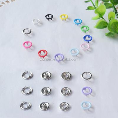 China High Quality Viable 9.5mm Chrome Metal Fork Snap Button Ring Snap Fasteners For Baby Silvery Clothing Buttons 12 Colors In Stock for sale