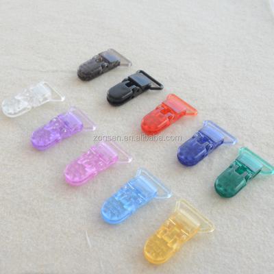 China Wholesale 20MM Pacifier Holder T Shape Clear Color Plastic Clips Transparent Colorful Plastic Baby Dummy Clip for sale