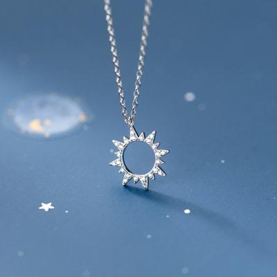 China 925 Sterling Silver Cubic Zirconia Planet Sun TRENDY Pendant Necklaces Jewelry Gifts For Women Girls for sale