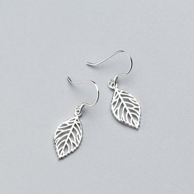 China TRENDY 925 Sterling Silver Leaf Shape Hanging Dangle Minimalist Drop Earrings Jewelry Gifts For Women for sale