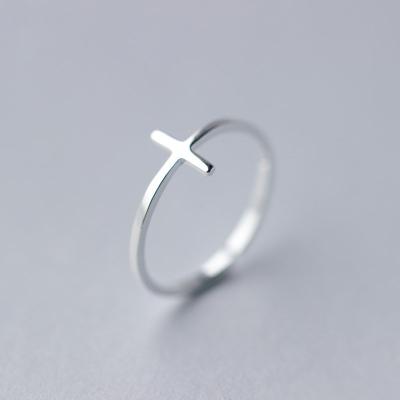 China FASHIONABLE Adjustable 925 Sterling Silver Small Cross Shape Finger Open Tail Rings Jewelry for Women Girls for sale