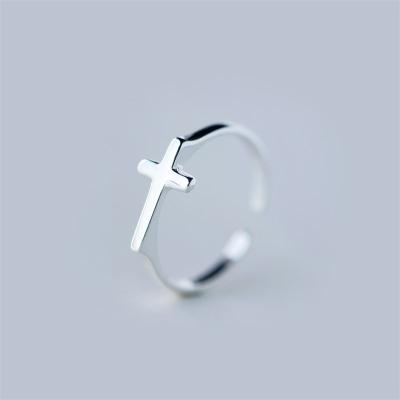 China TRENDY 925 Sterling Silver Cross Shape Adjustable Finger Open Knuckle Rings Jewelry For Women for sale