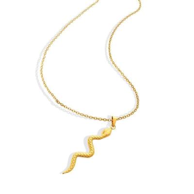 China Trendy Fashion 18k Gold Plated Snake Pendant Stainless Steel Necklace Titanium Jewelry For Women for sale