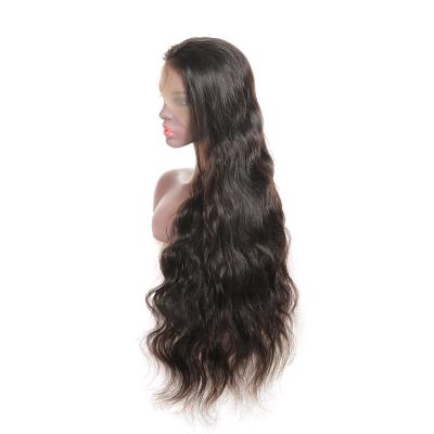 China Silky Straight Wave 28 Inch Black Body Wave Brazilian Remy Human Hair 360 Degree Pre Plucked Swiss Lace Wigs for sale