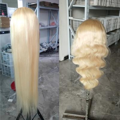 China European Raw 613 Blonde Silky Straight Wave Natural Cuticle Aligned Hair Piece Hd Full Lace Wig , Hd Lace Wig Brazilian Thin Swiss Virgin Hair for sale