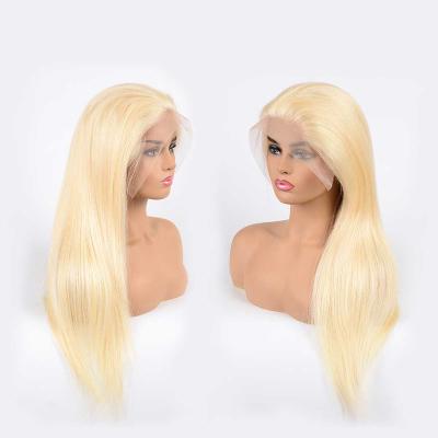 China Silky Straight Wave Pre Plucked 100% Density Wholesale Cuticle Aligned 613 Honey Blonde Virgin Long Brazilian Human Hair Full Lace Wig for sale