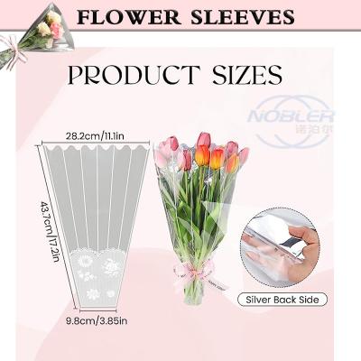 China Wegwerfzellophan-Blumen-Blumenstrauß-Ärmel-Plastikverpackungstaschen mit Spitze-Dekor zu verkaufen