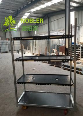 China PVC Shelf Decorative Flower Cart Greenhouse Trolley Plant Cart Lightweight for sale