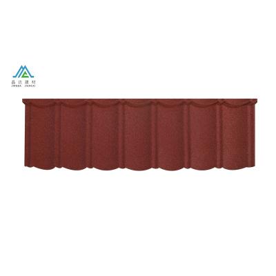 China Anti-Corrosion Factory Supply Al Zinc Original Coat Stone Coated Metal Roof Tile Korea Style for sale