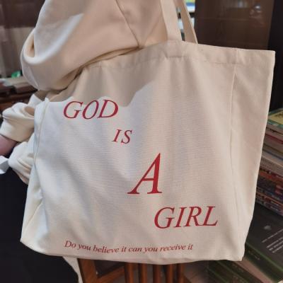 China High Quality New Fashion Letter Printing New Coming Shopping Tote Shoulder Bags Beach Handbag Women's Cotton Canvas Bag for sale