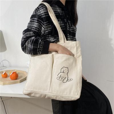 China High Quality Customized New Pattern Korean English Simple Canvas Shopping Bag Tote Shoulder College Style Bag Wholesale for sale