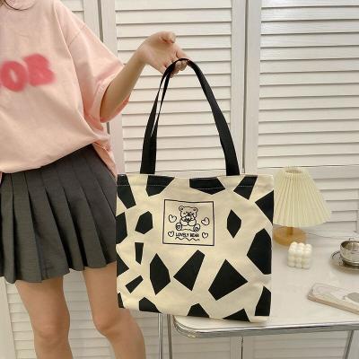 China High Quality Wholesale Reusable Custom Fashion Recycled Canvas Cotton Women Shopping Bag Casual Shoulder Tote Handbag With Logos for sale