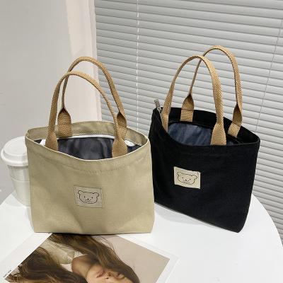 China Wholesale High Quality Designer Canvas Handbag New Girls School Shoulder Women's Canvas Tote Bags With Zipper for sale