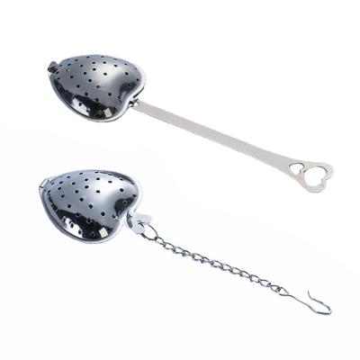 China Modern Simplicity Shape Stainless Steel Handle Heart Shaped Tea Infuser Chain Strainer for sale