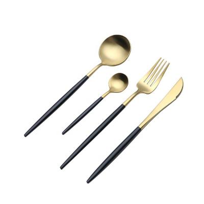 China Viable Black Luxury Wedding Cutlery 304 Stainless Steel Knife Fork Outdoor Spoon for sale