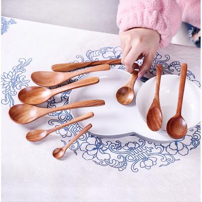 China Mini Honey Wooden Spoon Kitchen Cooking Condiment Utensil Coffee Ice Cream Spoon Viable Kids Tableware for sale