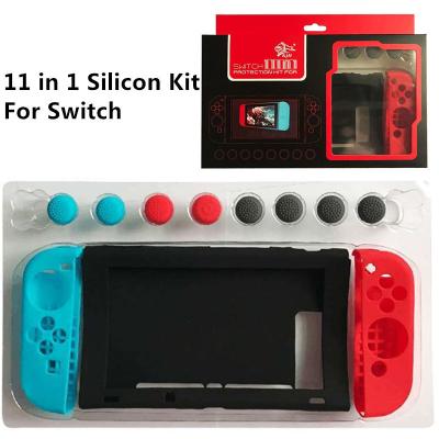 China 11 in 1 Console&Controller Silicon Rubber Cover Skin Case with 8pcs Thumb Cap Kit for Switch for sale