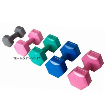 China Home\Gym\Sports Performance Cement Dumbbell/Cheap High Quantity Hexagon Shape Concrete Vinyl Cement Dumbbell With Stand for sale