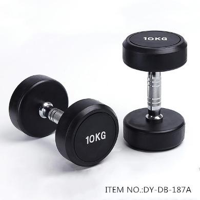 China home\gym\sports performance rubber coated dumbbell/wholesale head high quality fixed round rubber coated dumbbell for sale