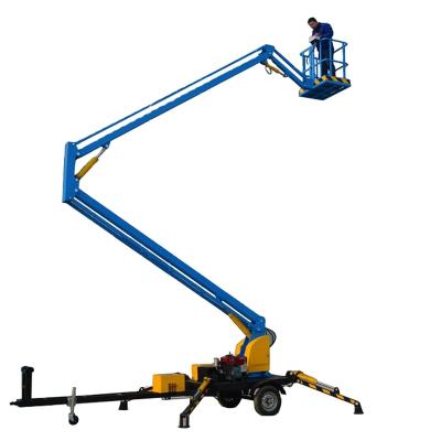 China Platform 360 Rotation 14m Boom Lift Tables Towable Hydraulic Tower Lift for sale