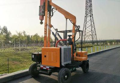 China Wheel type loading guardrail YC360 hydraulic hammer pile driver post machine for sale