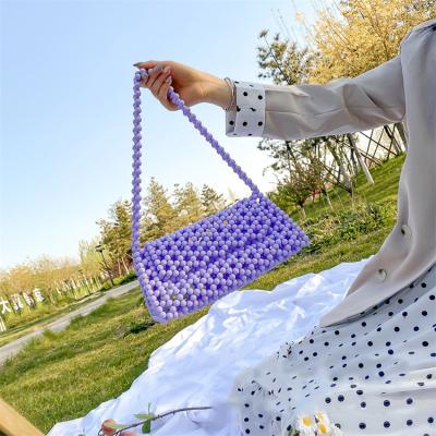 China Fashion bolsos de lujo pray bead portable bead diy handmade material new GOLD triangle crown under beaded bag for women for sale