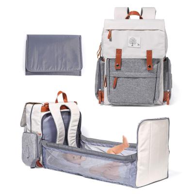 China Portable Outdoor Dry Changing Backpack Pad Set Lokass Leather Dieper Backpack Station For Mother Baby Travel Bed Backpack Diaper Bag Wet Diaper Bag for sale