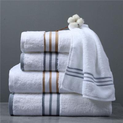 China Hotel Hypoallergenic Home Spa Customized Logo 100% White Cotton Bath Towel Set Bathroom Towel Set for sale