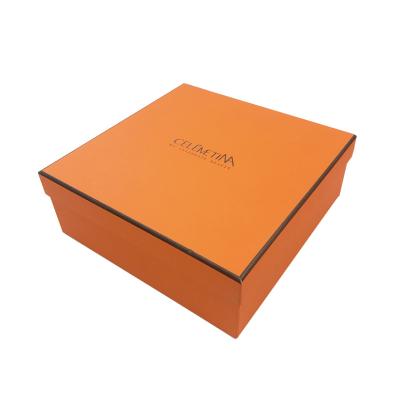 China Biodegradable Cardboard Luxury Orange Lid Gift Box Low Waist Belt Wallet Box for sale