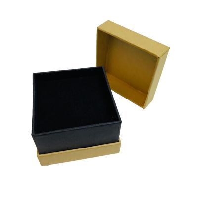 China Recycled Materials Customized Two Pieces Craft Cardboard Ring Jewelry Box Black Brown Velvet Insert for sale