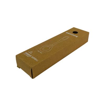 China Biodegradable Natural Brown Die Cut Ceramic Spoon Kit Packaging Box With White Logo Printing for sale