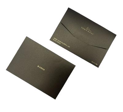 China Durable Custom Black Beaded Glitter Jewelry Paper Envelope With Gold Foil Logo for sale