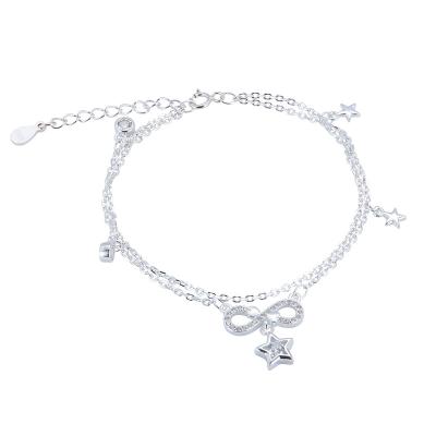 China TRENDY Infinity Sign And Stars 925 Silver Elegant Women Anklet Chain Jewelry for sale