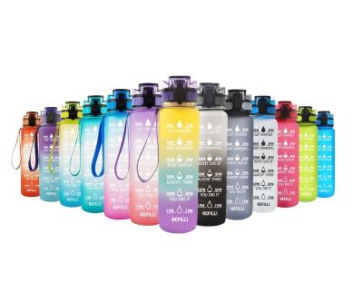 China Leakproof BPA Free Stocked Outdoor Sports Water Bottle 1L Time Marker Water Bottle With Straws for sale