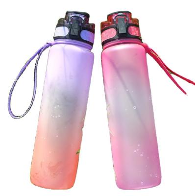 China Stocked Sports Water Bottle 1L/32oz With Weather Brand Tritan Motivationa Plastic Frosted Sports Water Bottle for sale