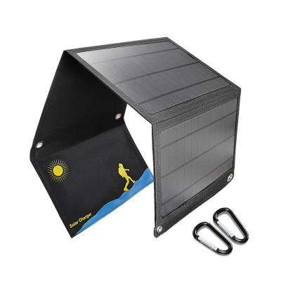 China Smartphones Folding 21W Portable Mono Solar Phone Charger With Dual USB High Efficiency Outdoor Solar Panel for sale