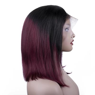 China Hot Selling Red Lace Straight Front Wig For Black Women Hair 99j Grade 12A Ombre Brown Hair Weave Tops for sale